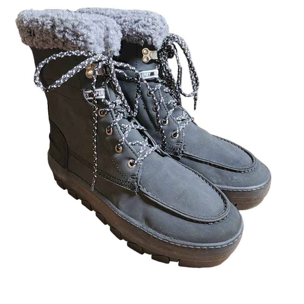 Sperry Top Sider NWOT Juneau Black Faux‎ Suede Lace Up Hiking Boots Size 8